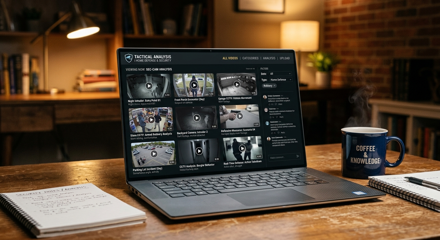 Laptop showing ASP Unlimited video analysis platform with encounter thumbnails